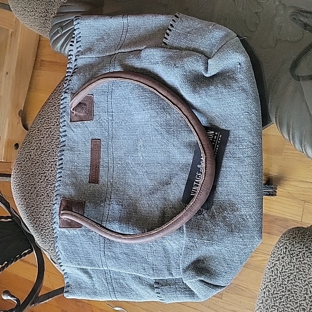 Handcrafted Recycled Jute Vintage Addiction Tote Bag